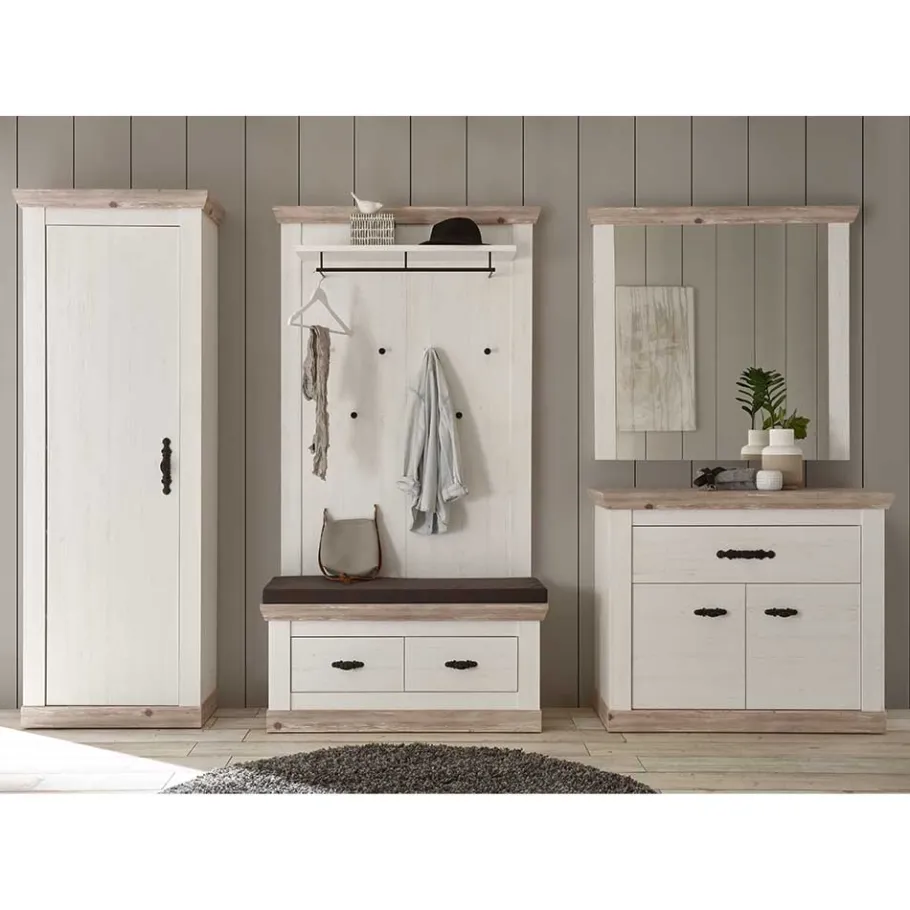 Best Landhaus Dielenmöbel Kombination - Nedita I (fünfteilig) Garderoben