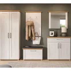 Best Landhaus Flur Möbelset komplett - Tocella (fünfteilig) Garderoben
