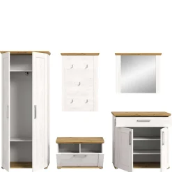 Best Landhaus Flur Möbelset komplett - Tocella (fünfteilig) Garderoben