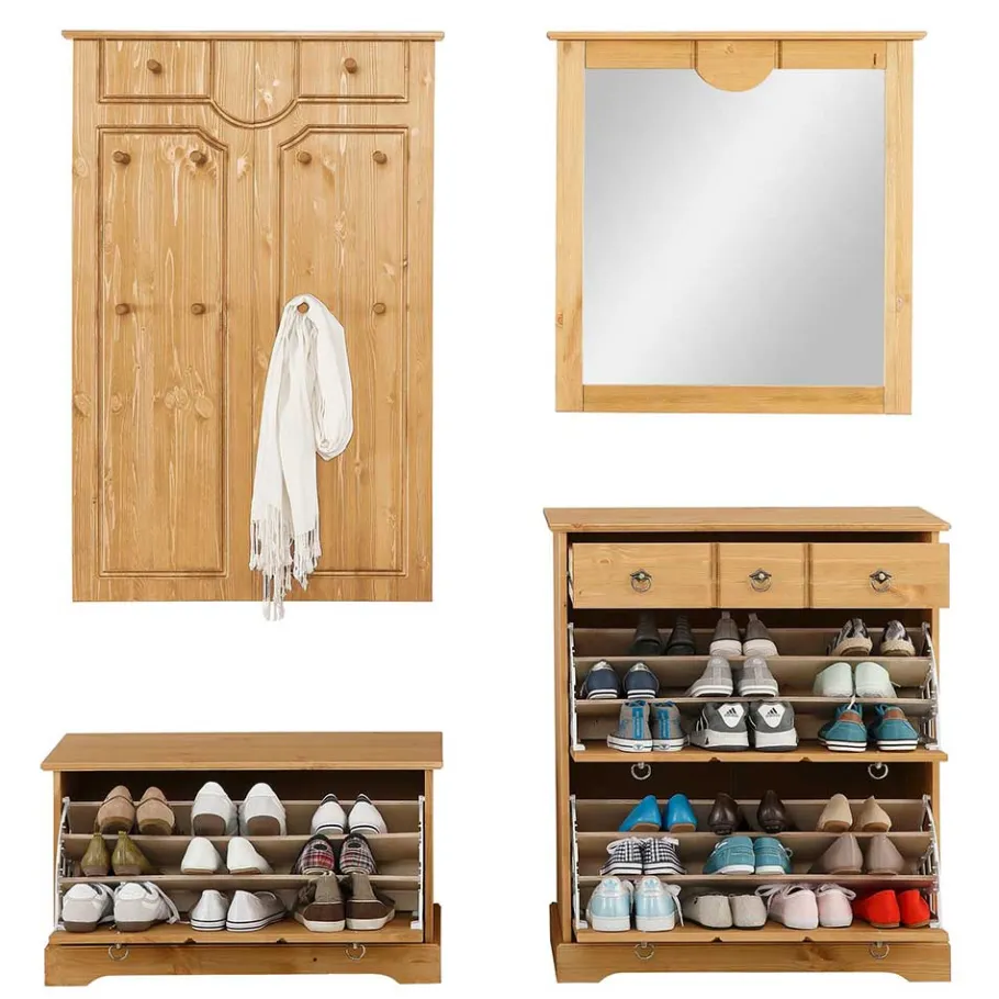 Best Landhaus Garderobenmöbel Kombination - Edranov (vierteilig) Garderoben