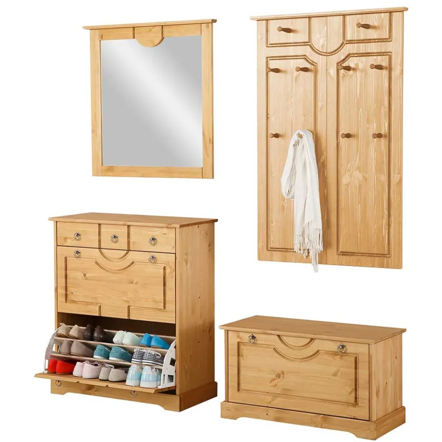 Best Landhaus Garderobenmöbel Kombination - Edranov (vierteilig) Garderoben