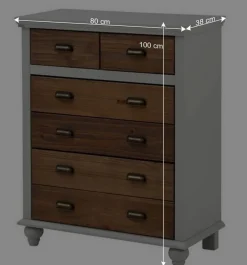 Outlet Landhaus Hochkommode mit sechs Schubladen - Veproma Kommoden