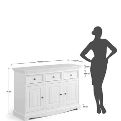 Best Landhaus Kombikommode in Weiß und Nussbaum - Manipur Sideboards