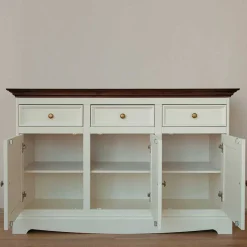 Best Landhaus Kombikommode in Weiß und Nussbaum - Manipur Sideboards