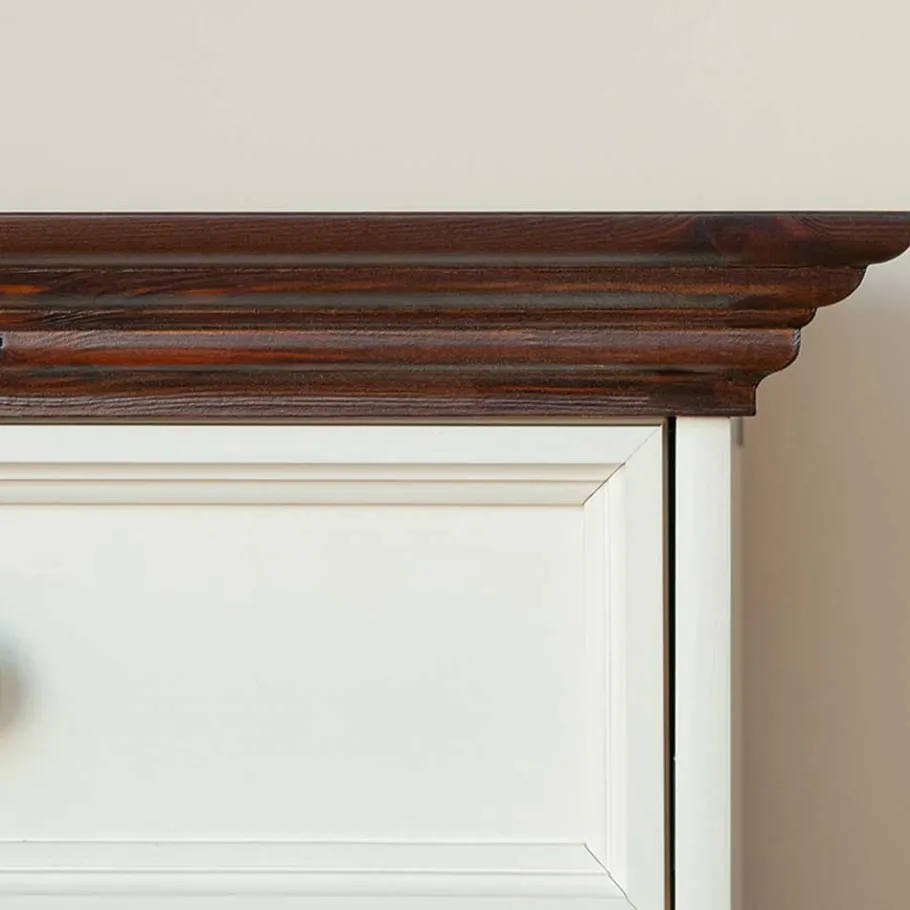 Best Landhaus Kombikommode in Weiß und Nussbaum - Manipur Sideboards