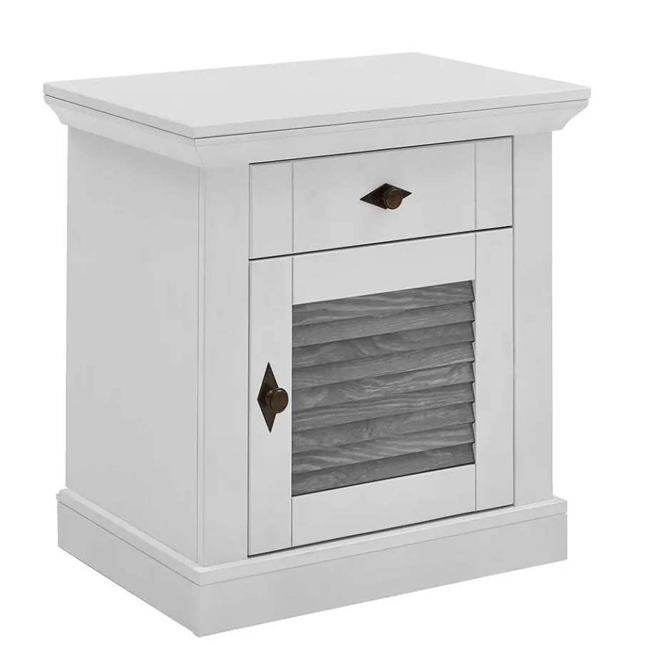 Sale Landhaus Nachtkommode in Weiß & Grau - Urezzas Kommoden