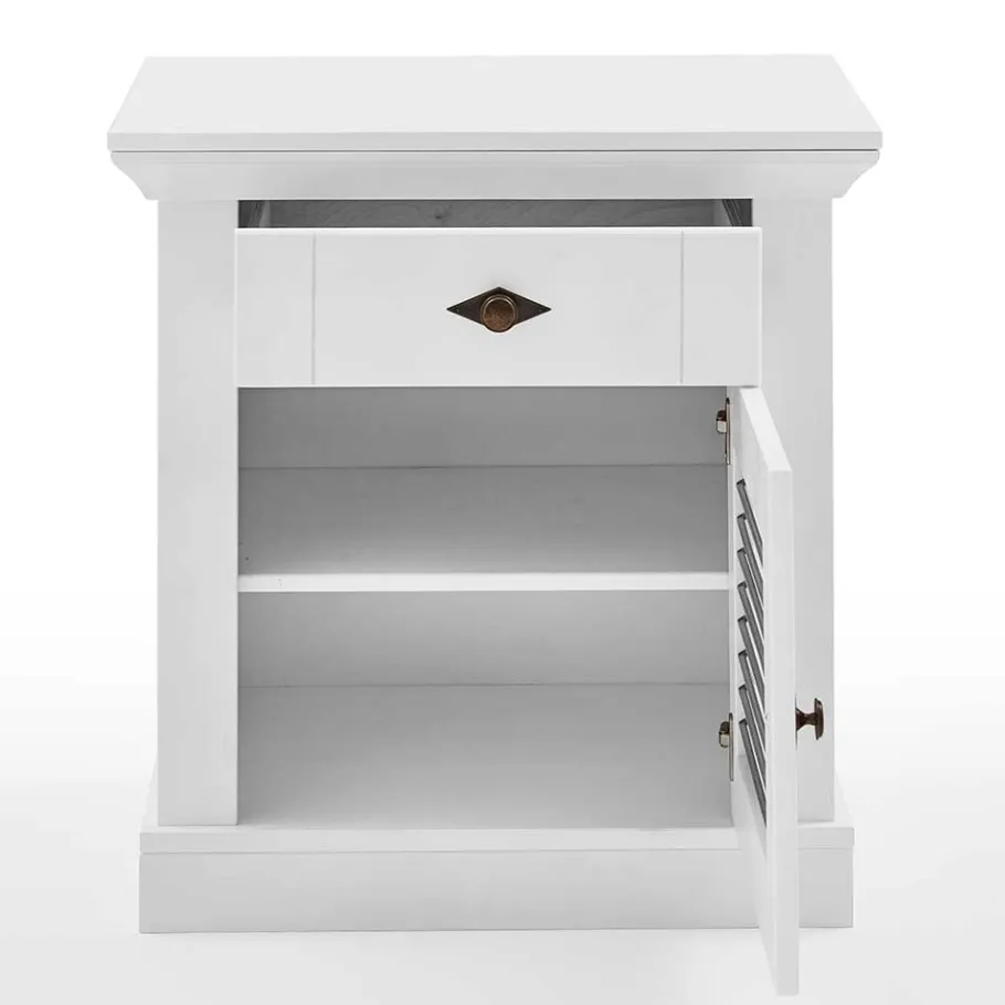 Sale Landhaus Nachtkommode in Weiß & Grau - Urezzas Kommoden