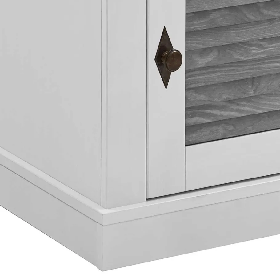 Sale Landhaus Nachtkommode in Weiß & Grau - Urezzas Kommoden