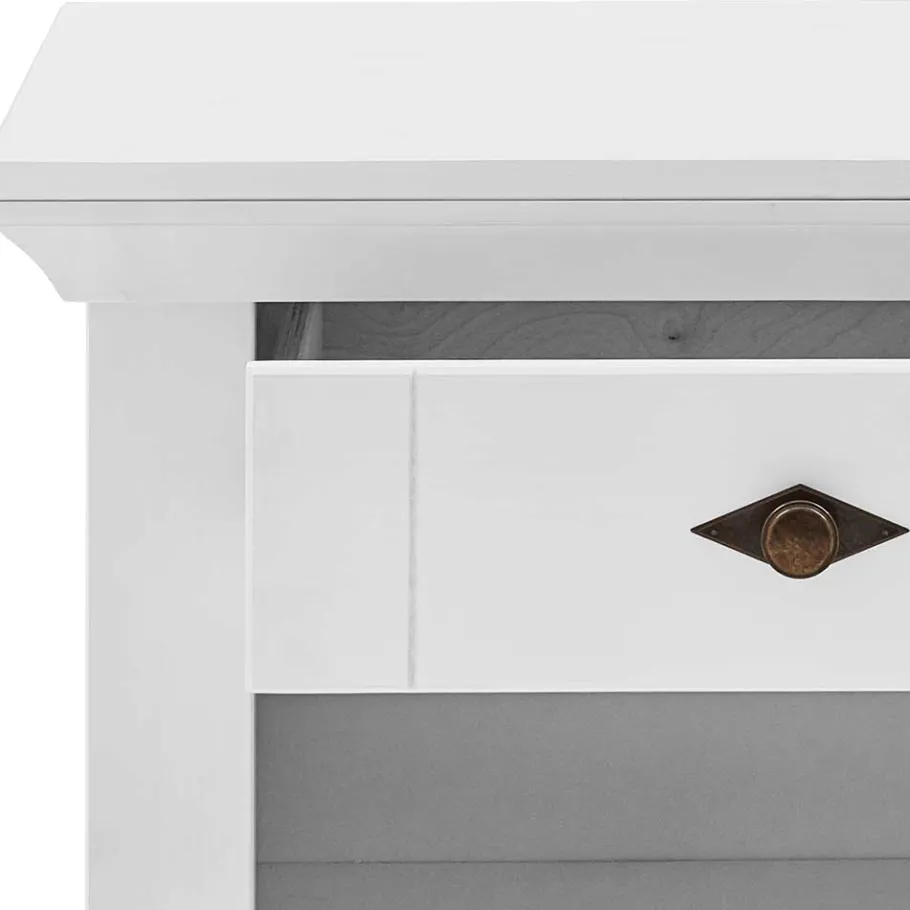 Sale Landhaus Nachtkommode in Weiß & Grau - Urezzas Kommoden