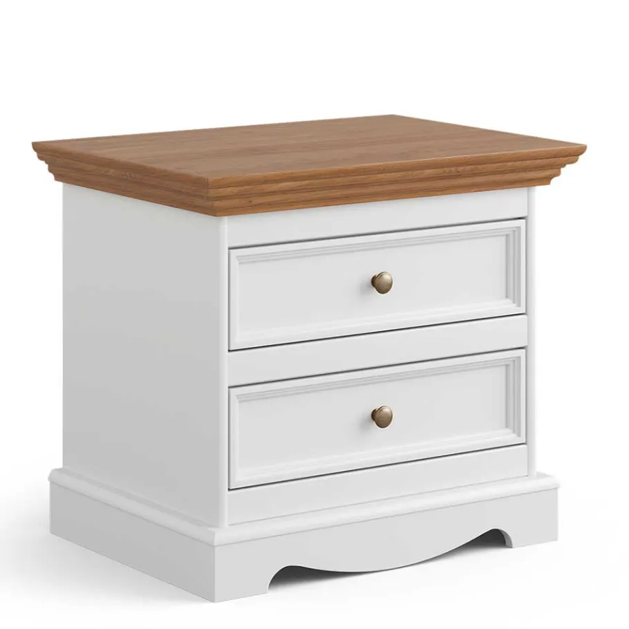 Sale Landhaus Nachtkommode mit zwei Schubladen - Bordona Kommoden