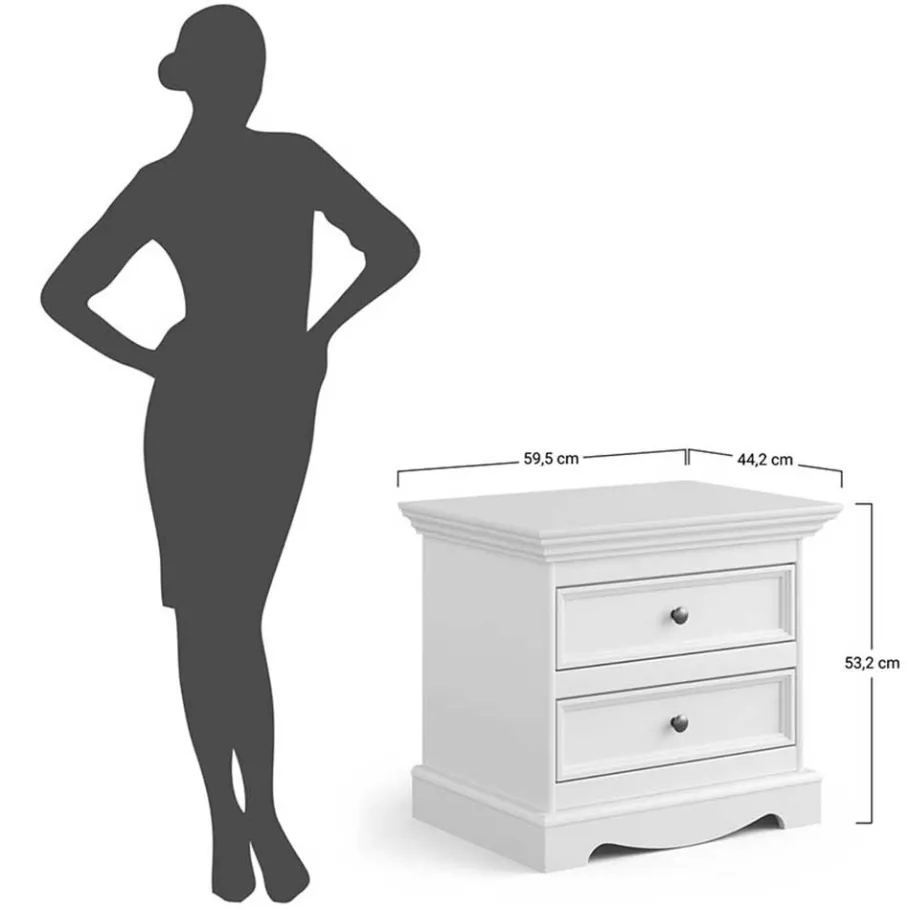 Sale Landhaus Nachtkommode mit zwei Schubladen - Bordona Kommoden