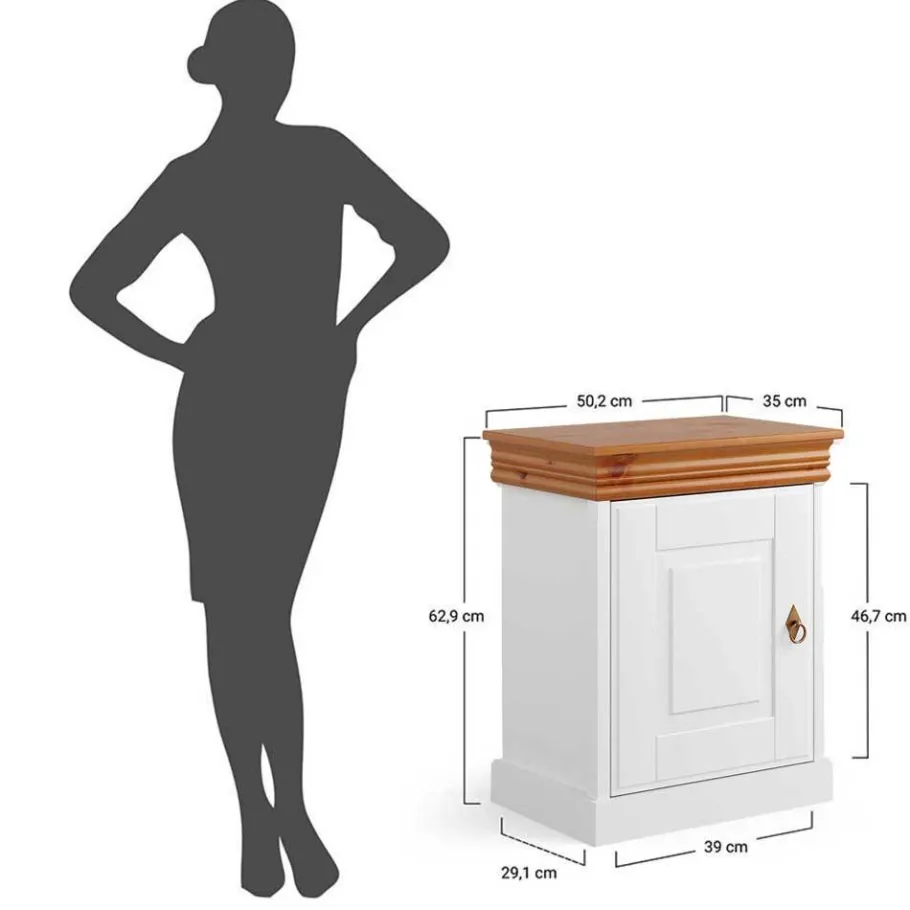 Sale Landhaus Nachtschrank mit Drehtür - Varicano Kommoden