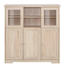Best Landhaus Optik Highboard mit 2 Glastüren - Rienva Highboards