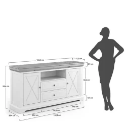 Best Landhaus Sideboard aus Kiefer zweifarbig - Zalya Sideboards