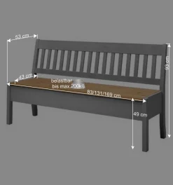 Best Landhaus Sitzbank in Grau mit Natur - Ziamora Sitzbank