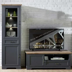 Best Landhaus TV Lowboard & Standvitrine - Thumbs (zweiteilig) Wohnwände