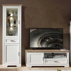 Hot Landhaus Vitrine & TV Board - Sinolita (zweiteilig) Wohnwände