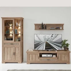 Discount Landhaus Wohnwandmöbel in Eiche NB - Barack (dreiteilig) Wohnwände