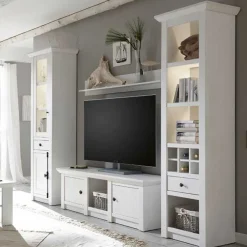 Best Landhaus Wohnzimmer Möbel in Weiß - Chelles (vierteilig) Wohnwände