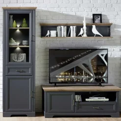 Discount Landhaus Wohnzimmermöbel in Grau - Thumbs (dreiteilig) Wohnwände