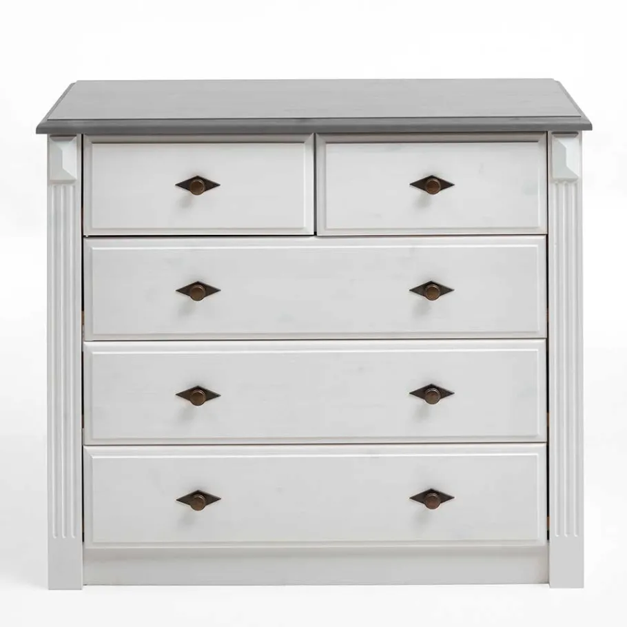 Sale Landhausstil Kommode in Weiß & Grau - Caneon Kommoden