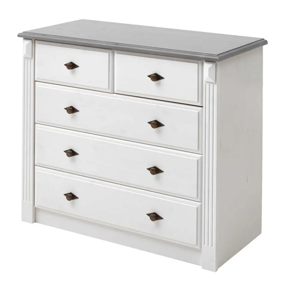 Sale Landhausstil Kommode in Weiß & Grau - Caneon Kommoden