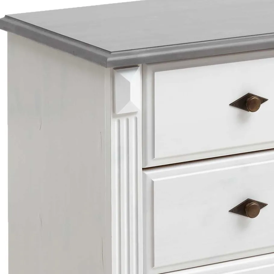 Sale Landhausstil Kommode in Weiß & Grau - Caneon Kommoden