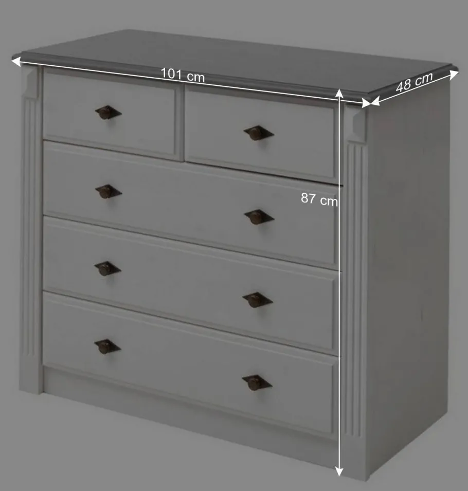 Sale Landhausstil Kommode in Weiß & Grau - Caneon Kommoden