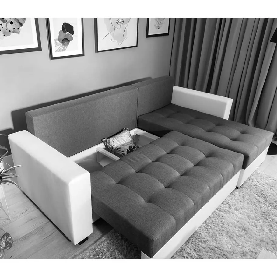 Sale L-Design Schlafsofa in Hellgrün und Weiß - Ingo Sofas