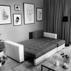 Sale L-Design Schlafsofa in Hellgrün und Weiß - Ingo Sofas