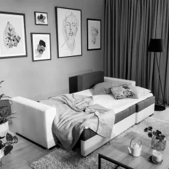 Sale L-Design Schlafsofa in Hellgrün und Weiß - Ingo Sofas