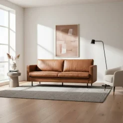 Best Leder 3-Sitzer Couch in Braun Cognac - Eterna Sofas