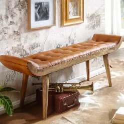 Sale Lederbank in Cognac Braun - Zyrjeta Sitzbank