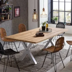 Sale Living Edge Wildeiche Tisch mit X Füßen - Gastruna Tische