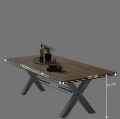 Sale Living Edge Wildeiche Tisch mit X Füßen - Gastruna Tische