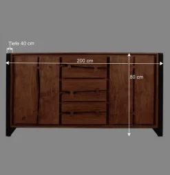 Best Loft-Stil Anrichte Smantana aus Akazie Massivholz Sideboards