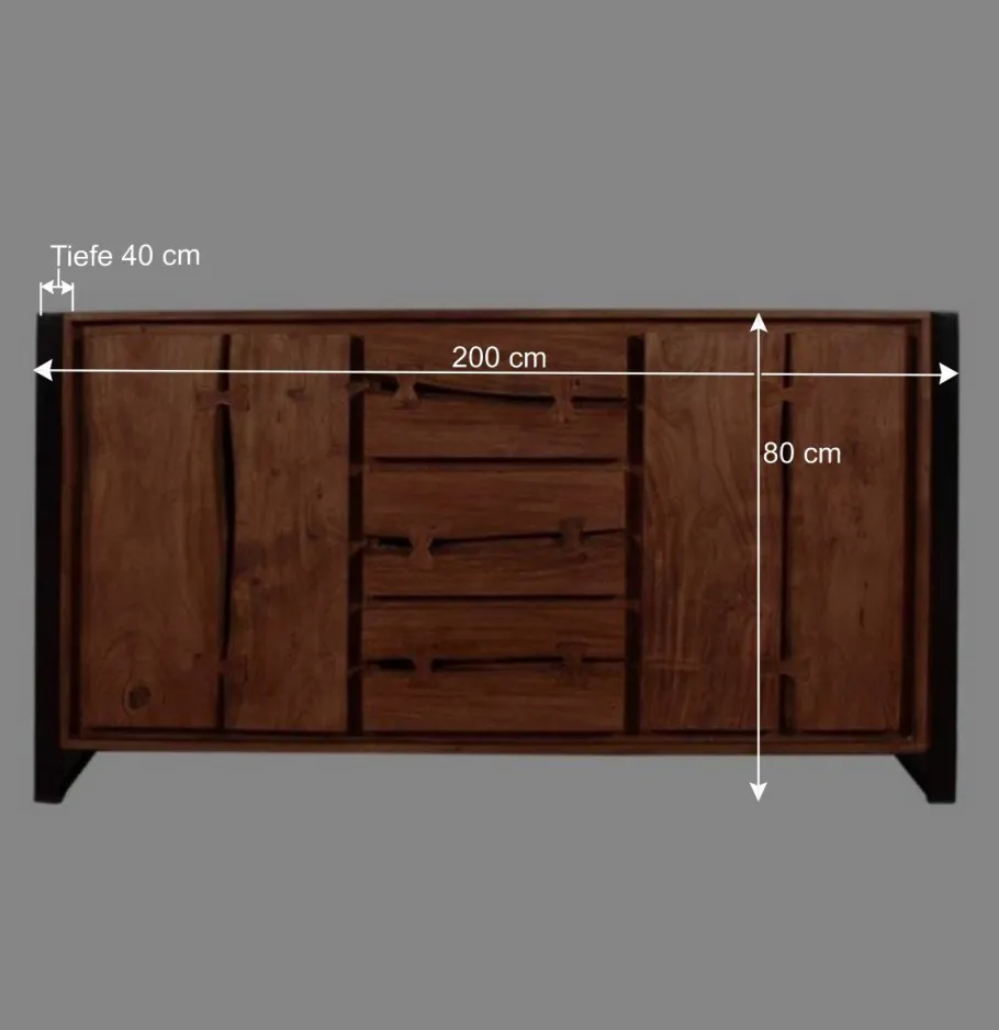 Best Loft-Stil Anrichte Smantana aus Akazie Massivholz Sideboards