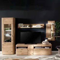 Best Massivholz Anbauwand in Eiche - Destal (vierteilig) Wohnwände