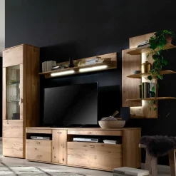 Best Massivholz Anbauwand in Eiche - Destal (vierteilig) Wohnwände