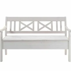 Best Massivholz Sitzbank Onesti aus Kiefer Weiß Sitzbank