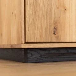 Best Massivholz Vitrine in Eiche mit Schwarz - Eribella Highboards|Vitrinen