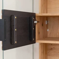 Best Massivholz Vitrine in Eiche mit Schwarz - Eribella Highboards|Vitrinen