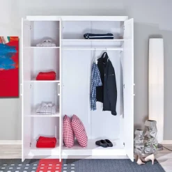 Best Massivholz-Kleiderschrank Nabrosia in Weiß Kleiderschränke|Schränke