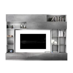 Mediawand für Fernseher in Weiß & Beton Dekor - Fancy Tv & Hifi-Möbel|Wohnwände