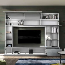 Mediawand für Fernseher in Weiß & Beton Dekor - Fancy Tv & Hifi-Möbel|Wohnwände