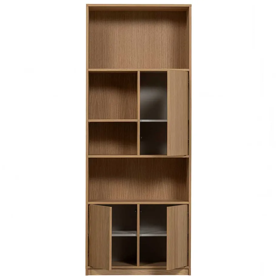 Outlet Minimalistische Wohnwand in Eiche - Ewana (sechsteilig) Wohnwände