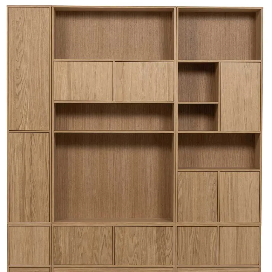 Outlet Minimalistische Wohnwand in Eiche - Ewana (sechsteilig) Wohnwände