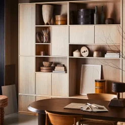 Outlet Minimalistische Wohnwand in Eiche - Ewana (sechsteilig) Wohnwände