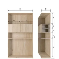 Outlet Minimalistische Wohnwand in Eiche - Ewana (sechsteilig) Wohnwände