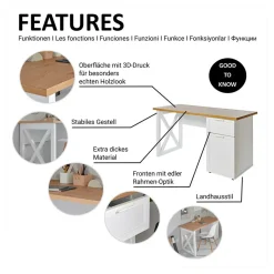 Modern Country Schreibtisch mit Stauraum - Ristina Tische